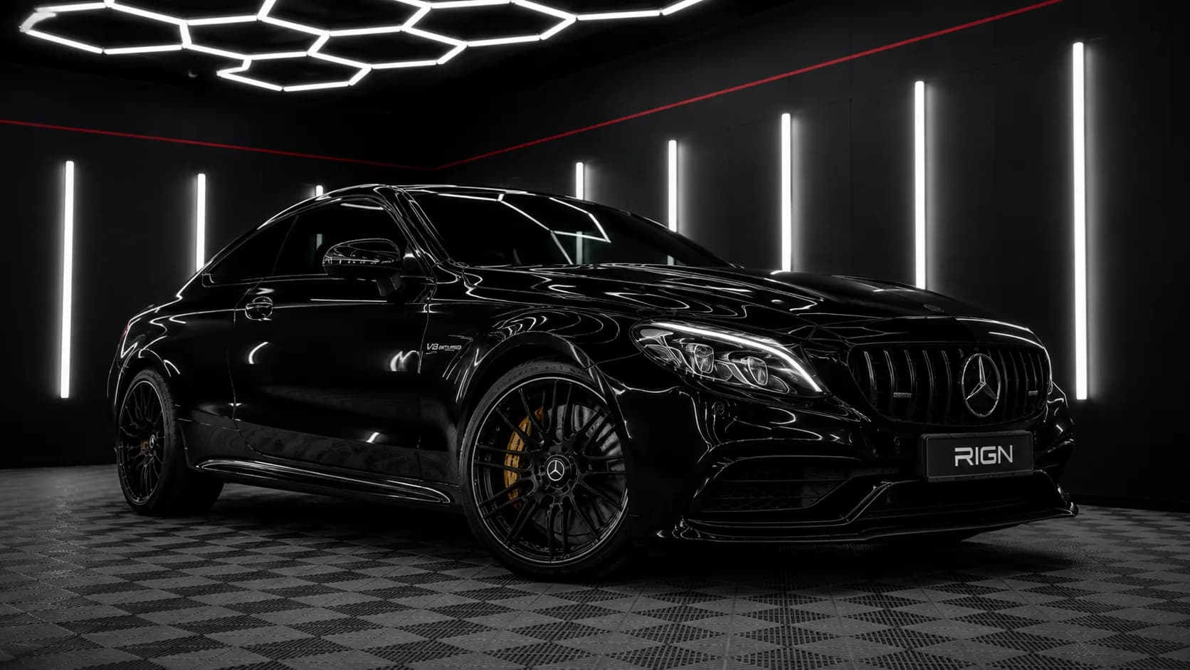 Black Mercedes with refined exterior trim — chrome delete finish, South Yorkshire